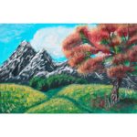 Картина цветущее дерево в горах