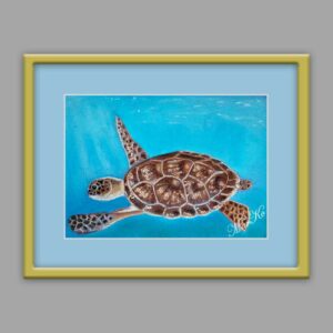 Картина с морской черепахой в раме