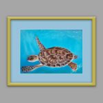Картина с морской черепахой в раме