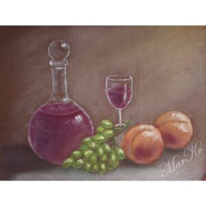 Картина вино и персики