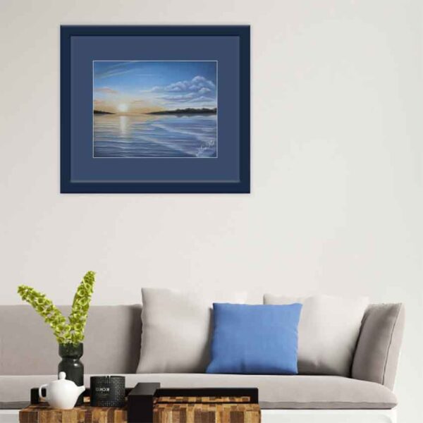 Картина Закат на озере в интерьере